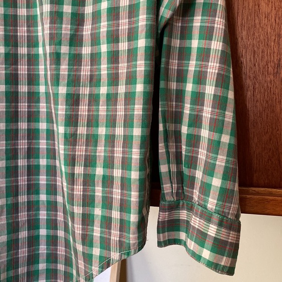 John Henry vintage ruffle front plaid cotton button up - Picture 7 of 8